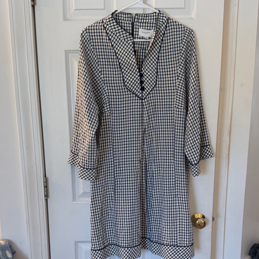 Tuckernuck Indy Dress in White and Navy Windowpane Check